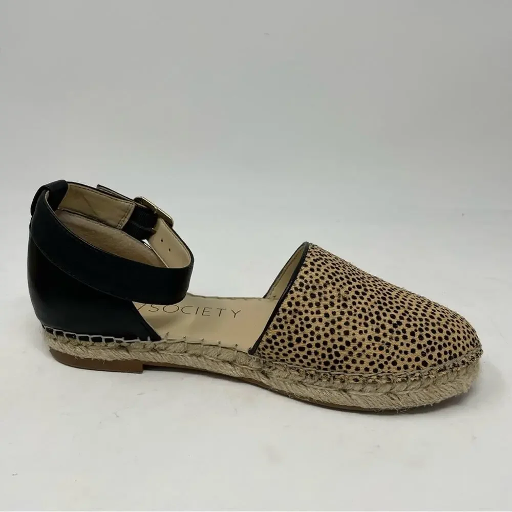 Sole Society Tan Black Cow Fur Leather Upper Channing Espadrilles 7.5